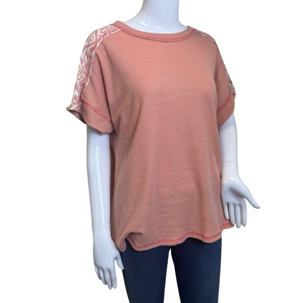 Women's Rae Mode Pinky Peachy Waffle Knit Top Size L